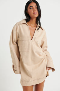 Tara Long Sleeve Dress Stone