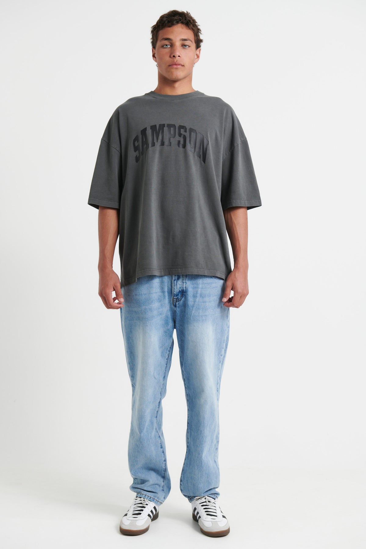 Miller Drop Shoulder Tee Charcoal Sampson