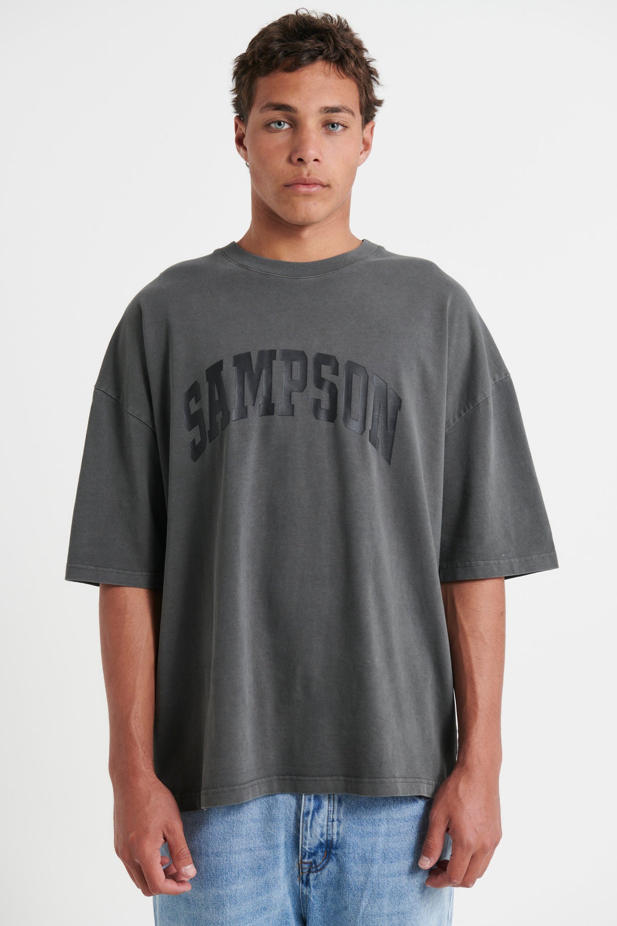 Miller Drop Shoulder Tee Charcoal Sampson