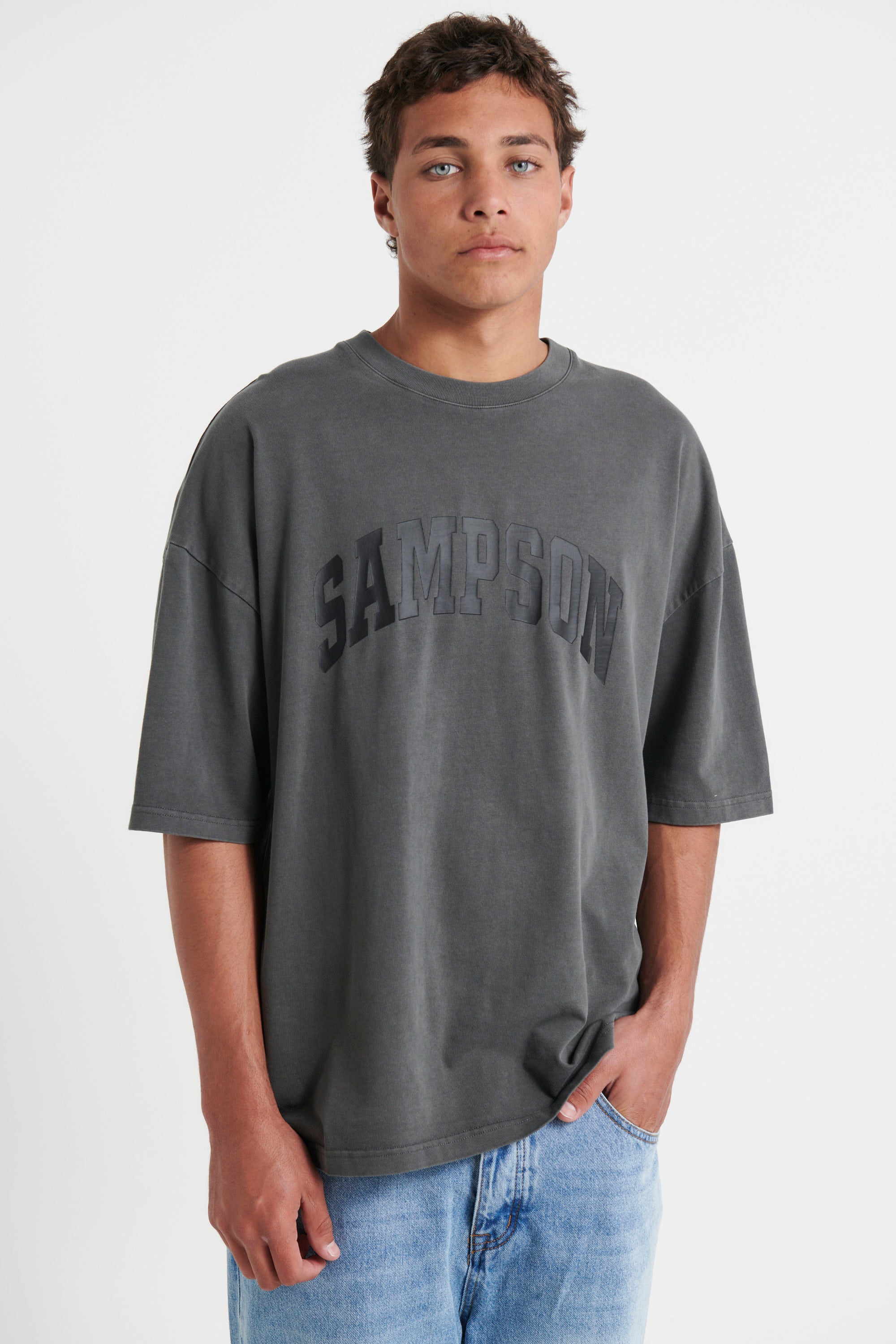 Miller Drop Shoulder Tee Charcoal Sampson - FINAL SALE