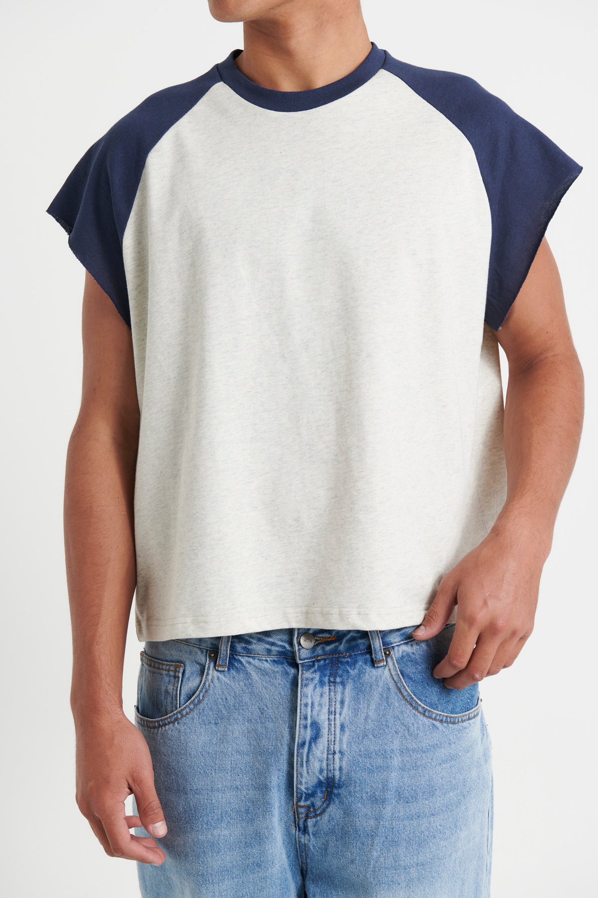 Raglan Crop Box Tank Navy