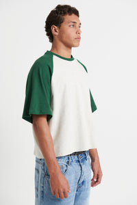 Crop Box Tee Raglan Emerald