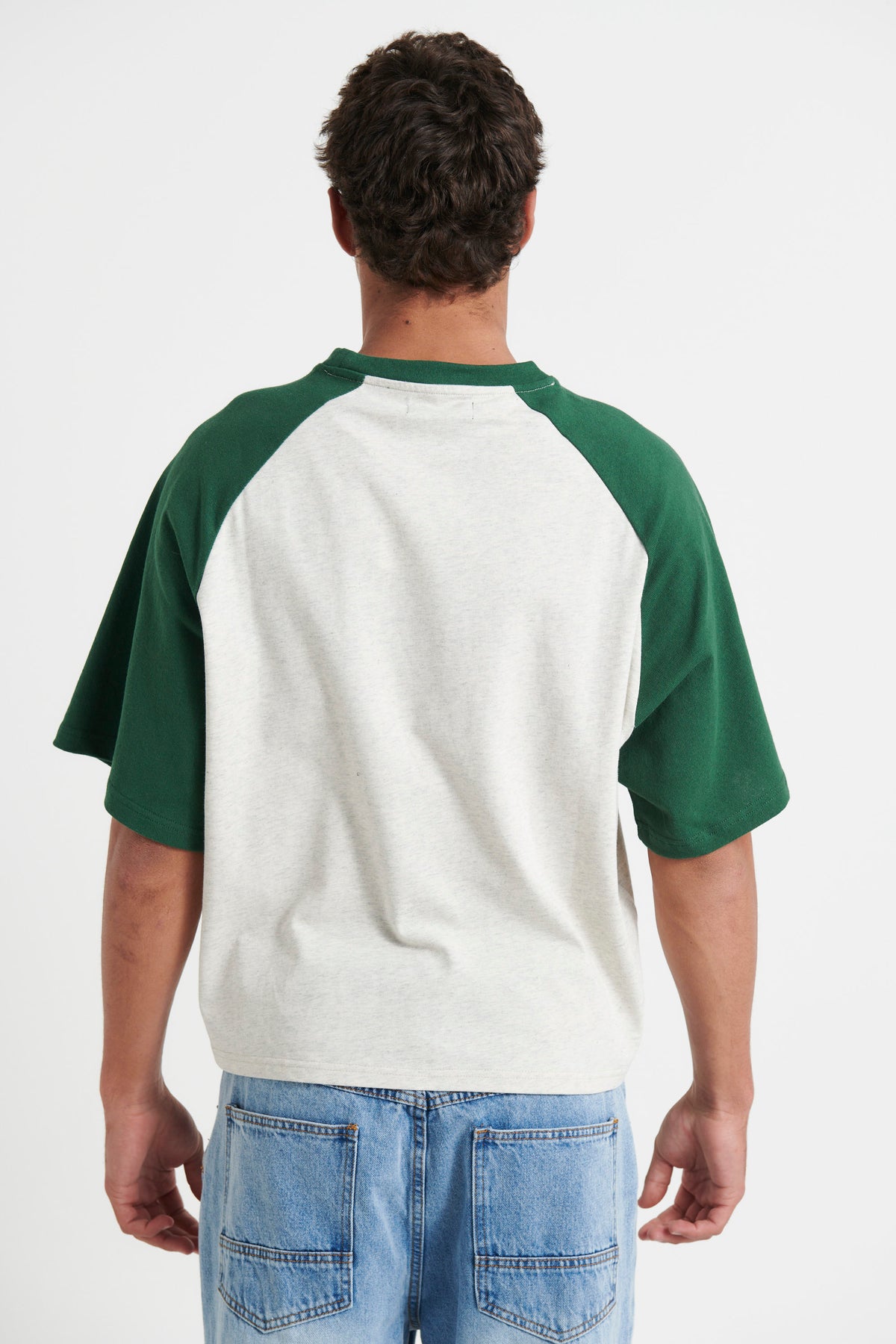 Crop Box Tee Raglan Emerald