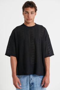 Ottis Knitted Crew Neck Tee Black