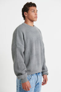 Drop Sleeve Heavy Knit Light Grey