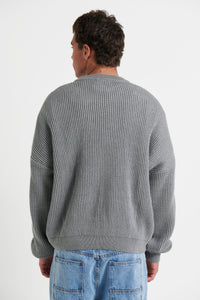 Drop Sleeve Heavy Knit Light Grey