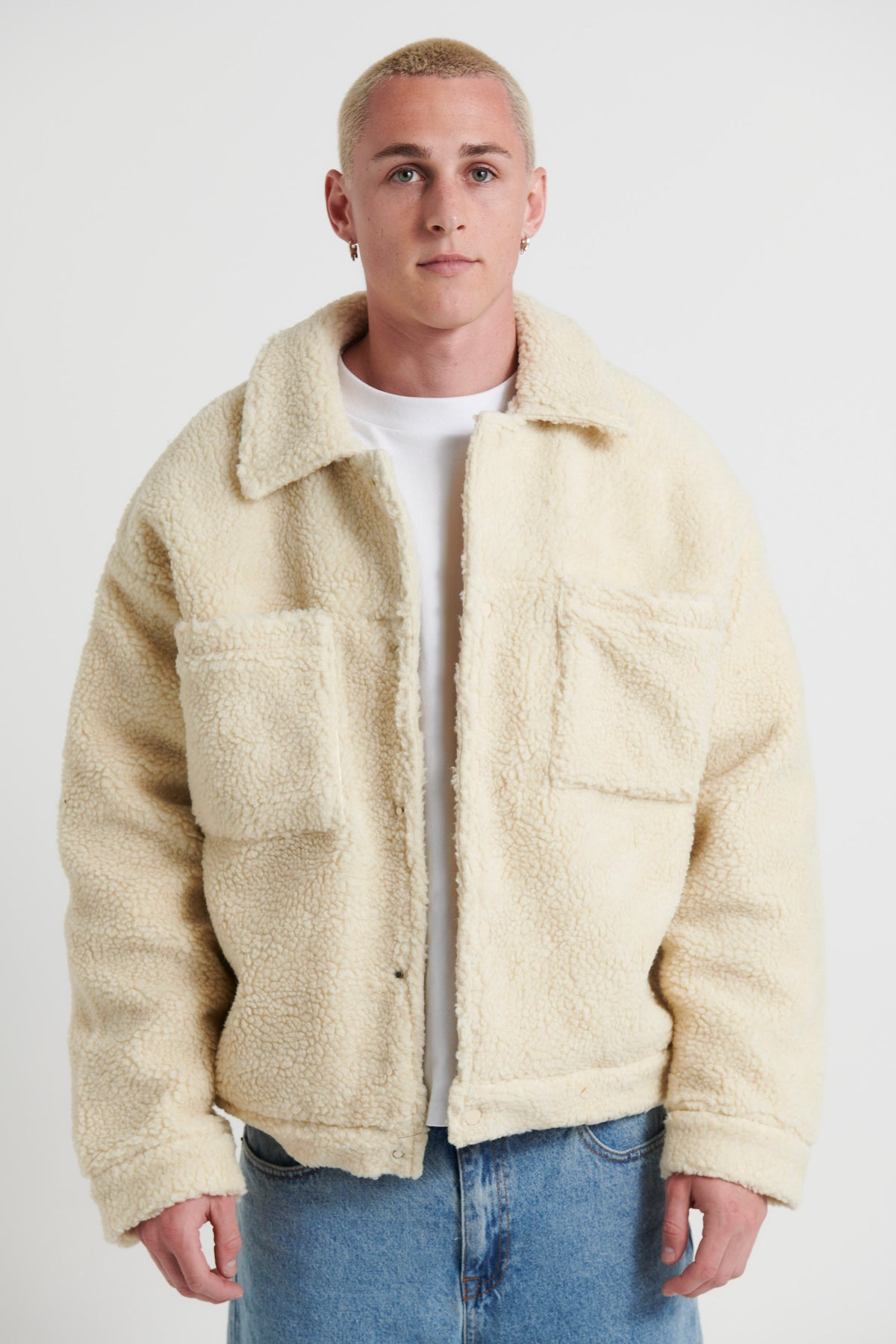 Borg Trucker Jacket Ivory