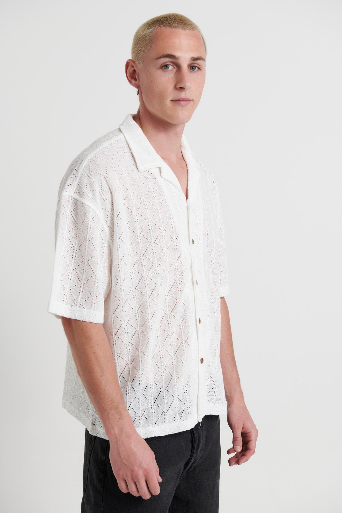 Raf Cropped Shirt Ivory Cross Stitch - FINAL SALE