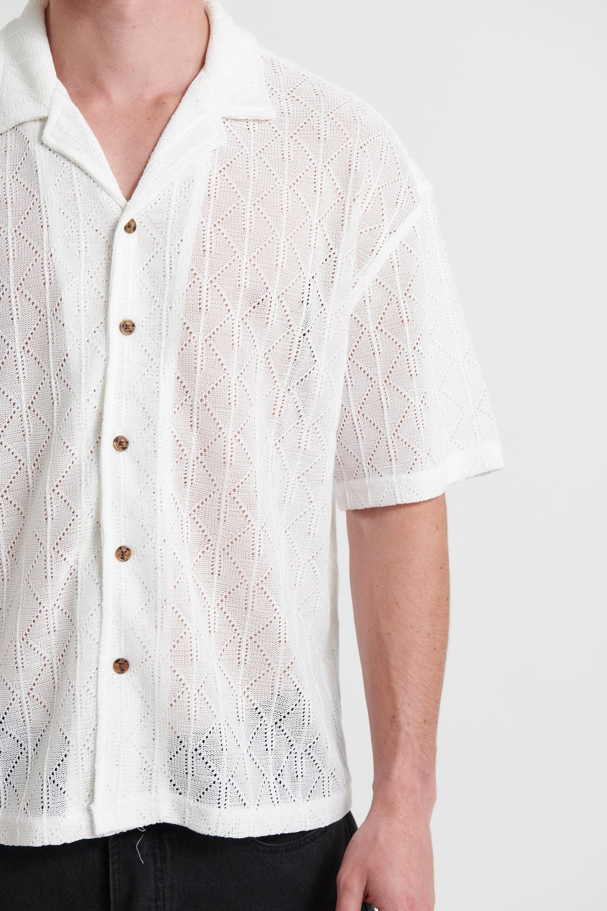 Raf Cropped Shirt Ivory Cross Stitch - FINAL SALE