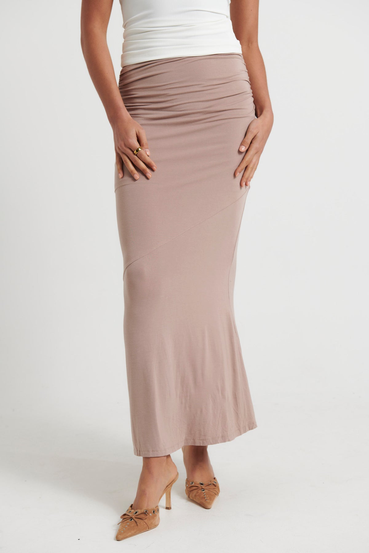 Porsha Maxi Skirt Mushroom - FINAL SALE