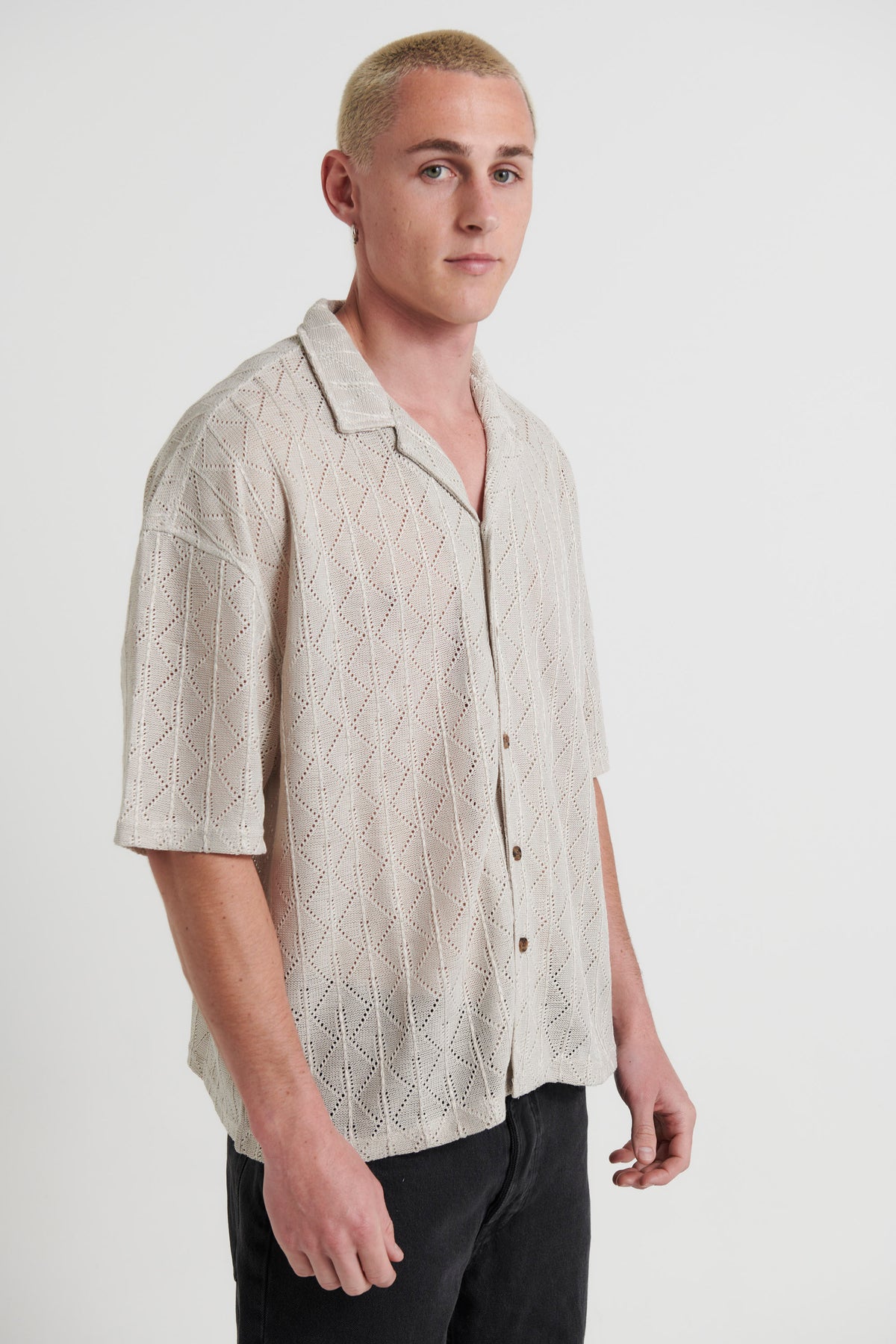 Raf Cropped Shirt Grey Cross Stitch - FINAL SALE