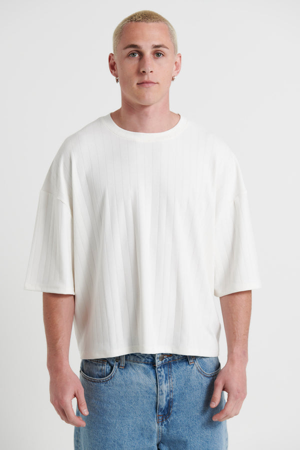 Crop Box Tee Thick Rib Ivory