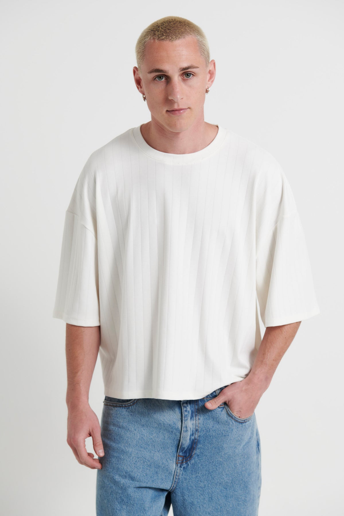 Crop Box Tee Thick Rib Ivory