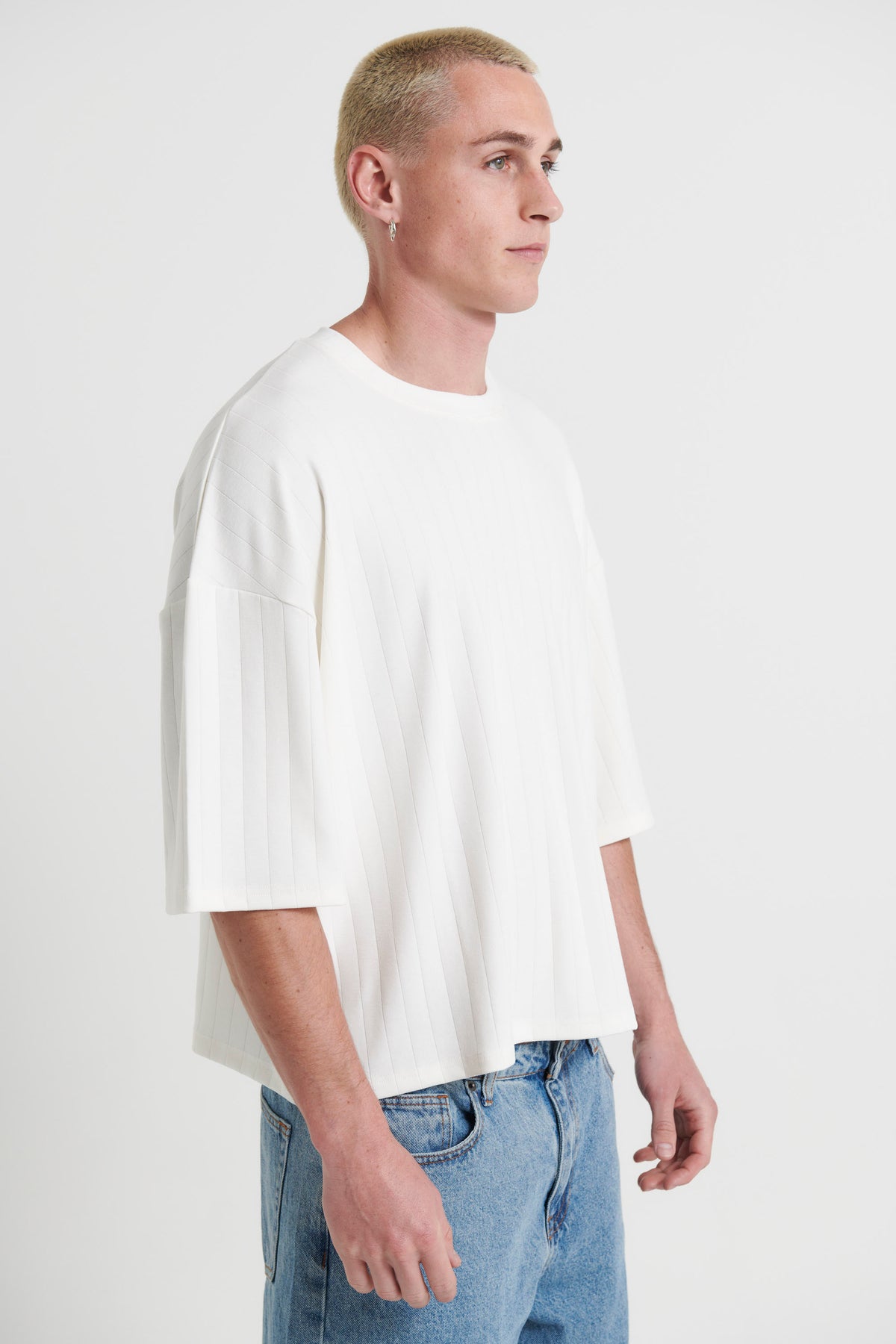 Crop Box Tee Thick Rib Ivory