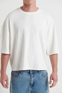 Crop Box Tee Thick Rib Ivory