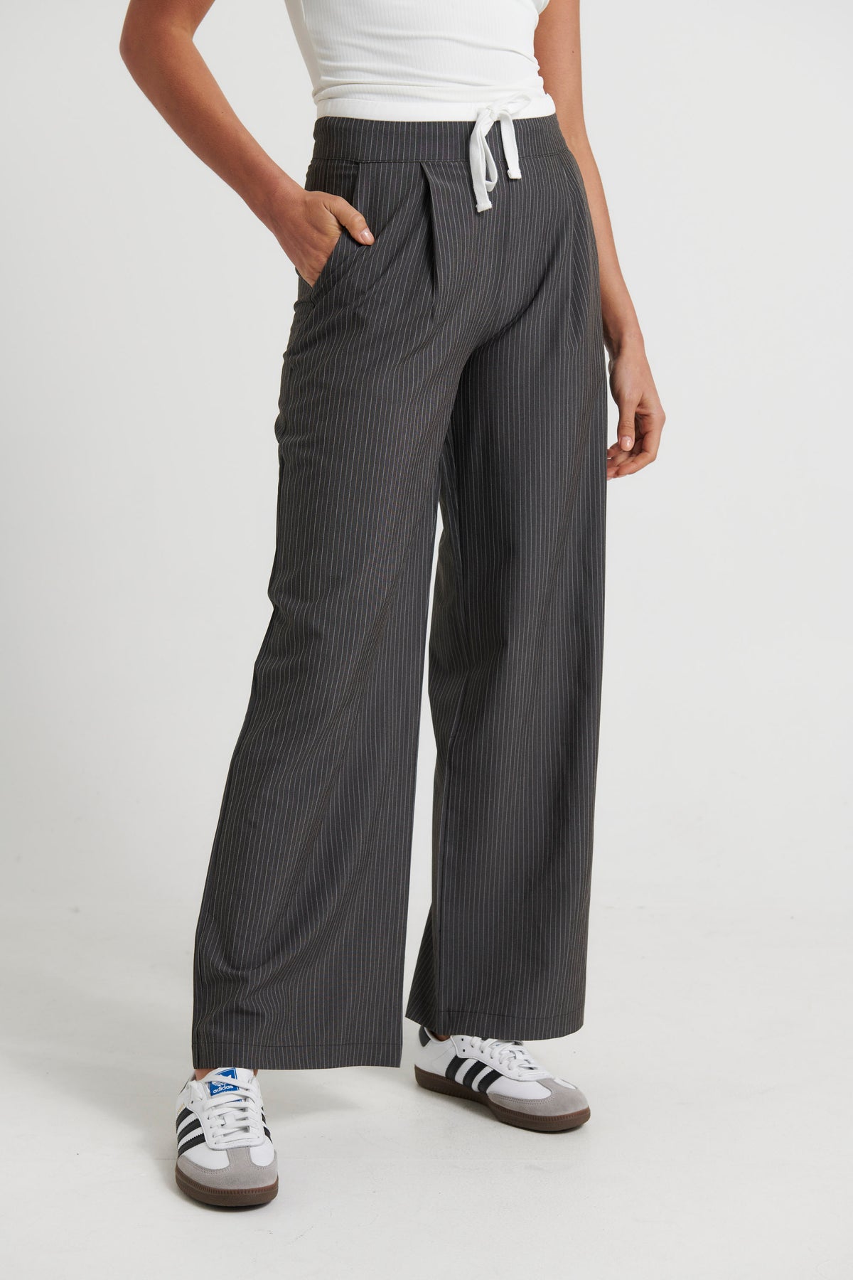 Lyric Pant Grey Pinstripe