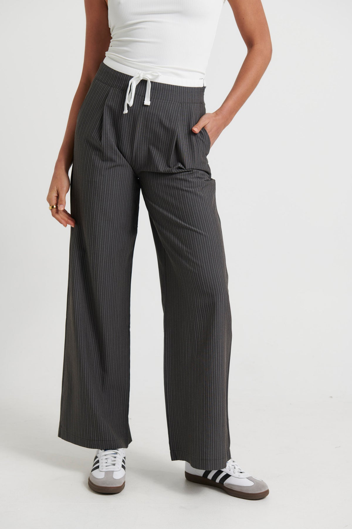 Lyric Pant Grey Pinstripe