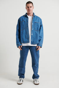 Drop Denim Shoulder Shirt Ocean