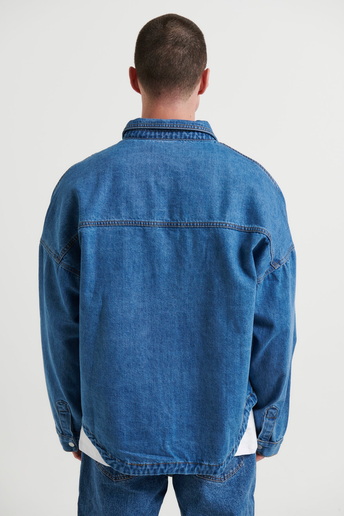 Drop Denim Shoulder Shirt Ocean