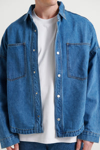 Drop Denim Shoulder Shirt Ocean