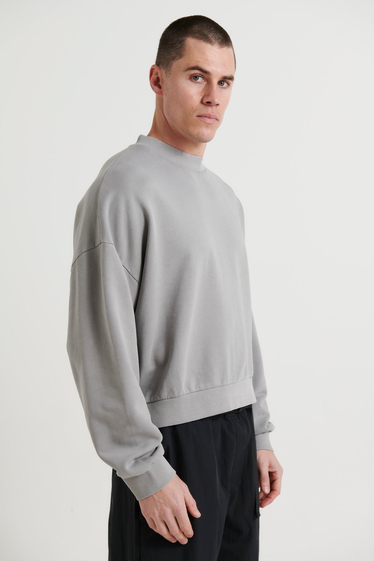 Baxter Crop Box Sweater Grey