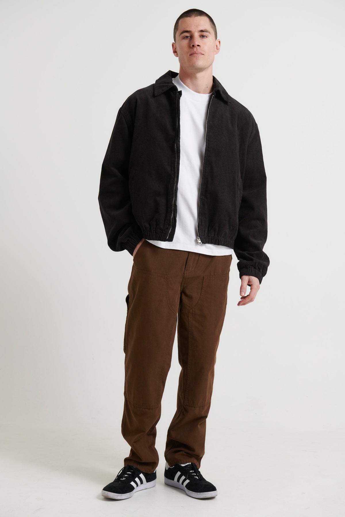 Collar Cord Bomber Charcoal