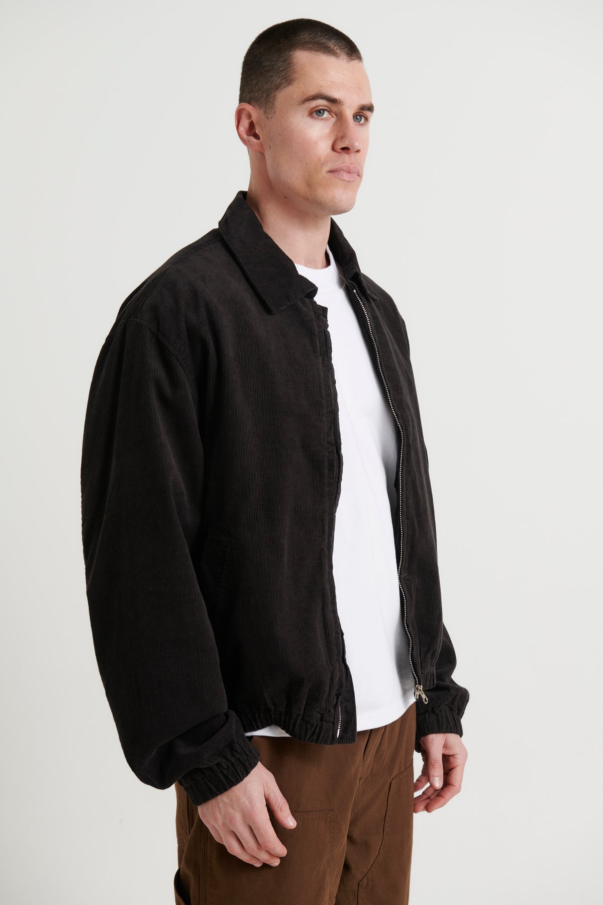 Collar Cord Bomber Charcoal