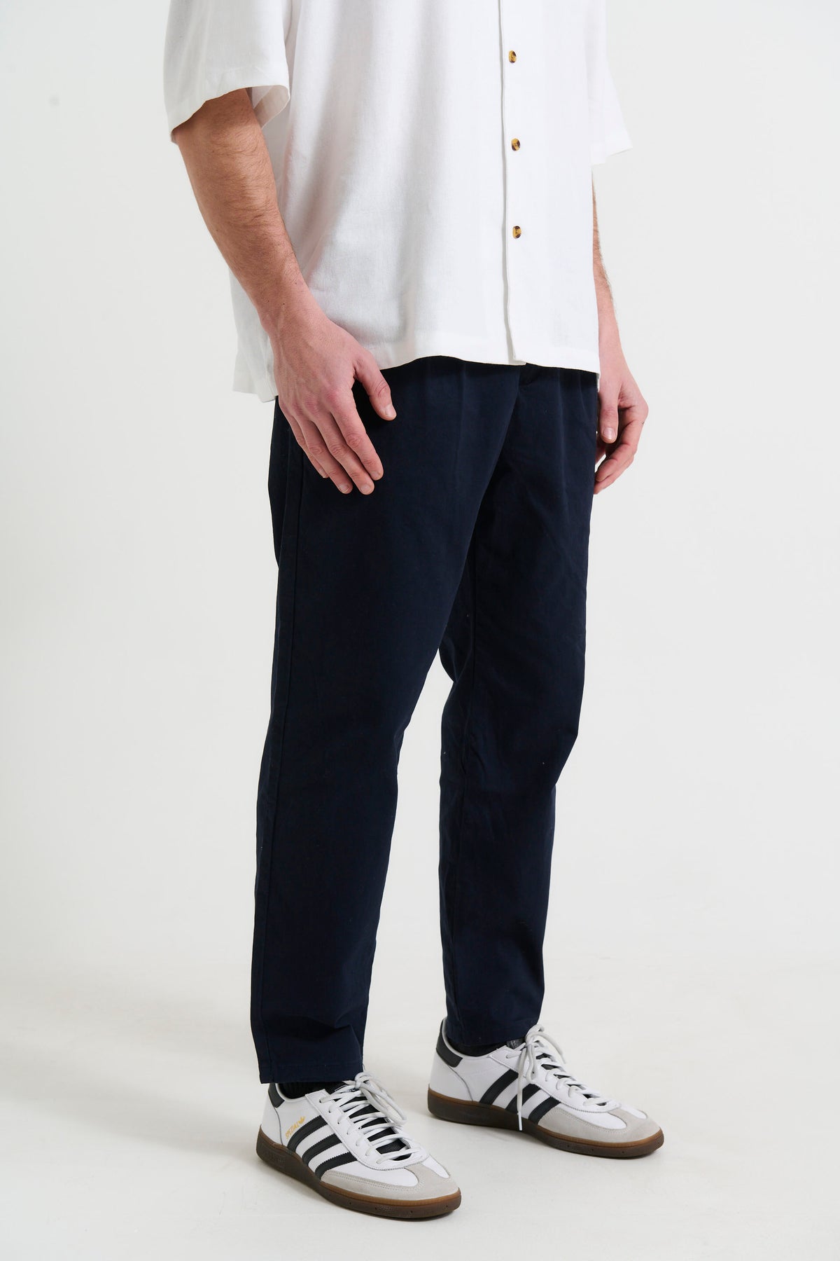 NTH Cropped Pleat Pant Navy