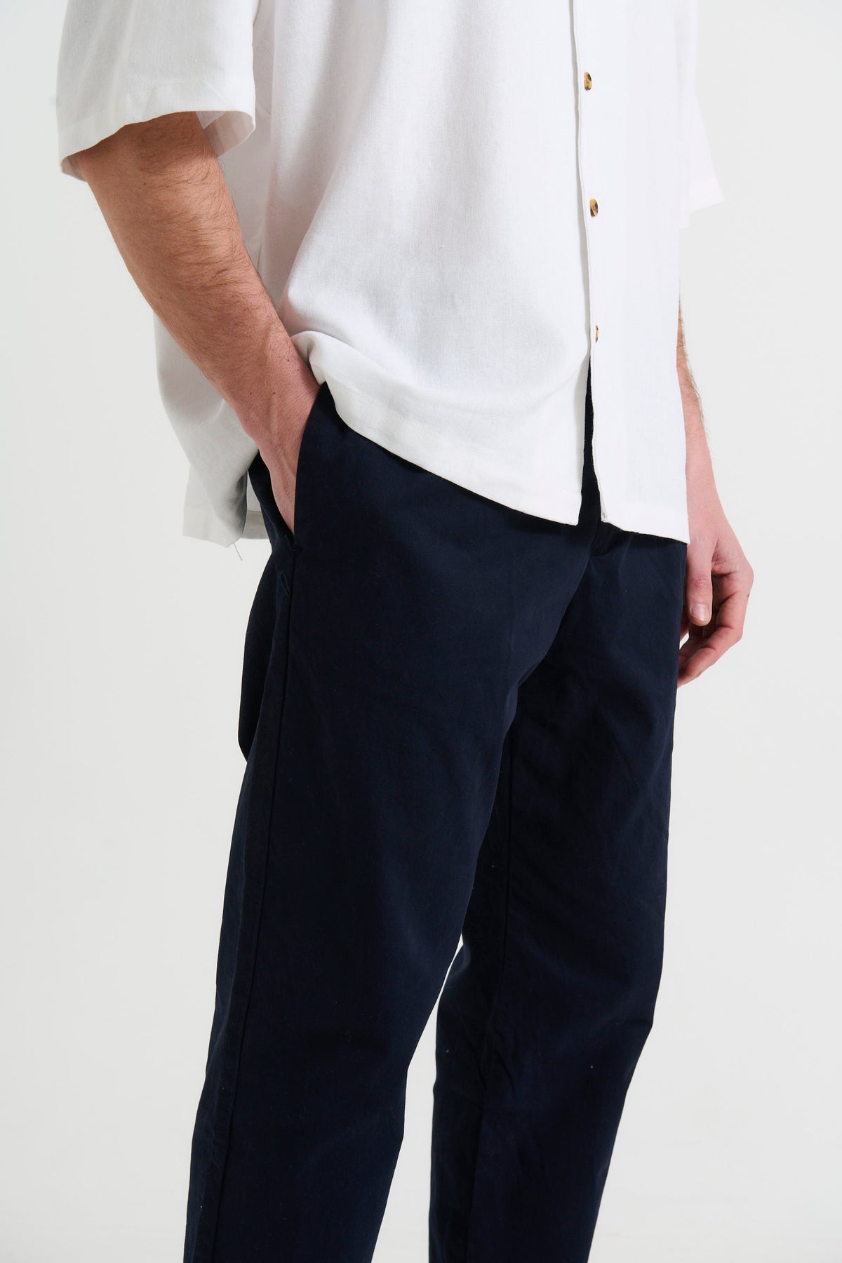 NTH Cropped Pleat Pant Navy