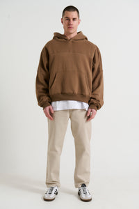 Panel Drop Sleeve Heavyweight Hoodie Choc - FINAL SALE