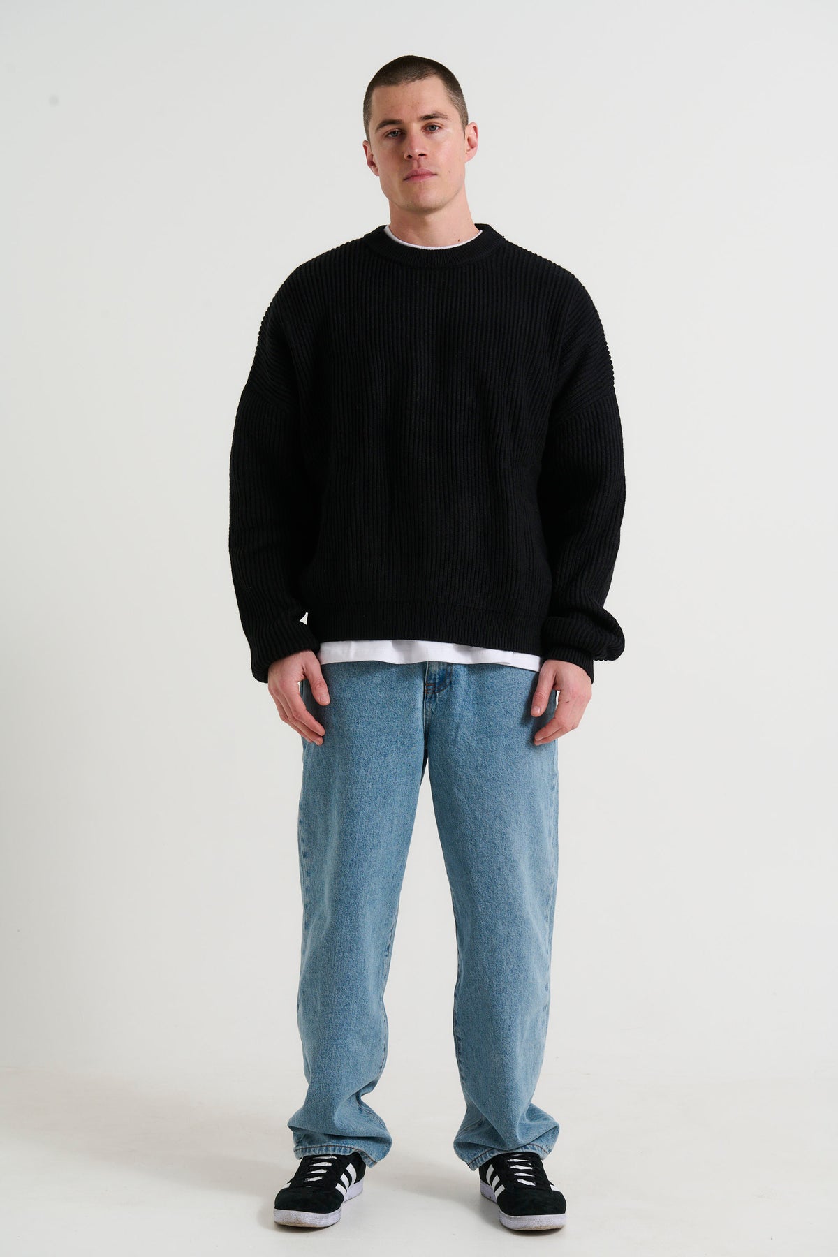 Drop Sleeve Heavy Knit Black