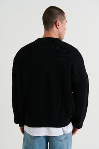 Drop Sleeve Heavy Knit Black