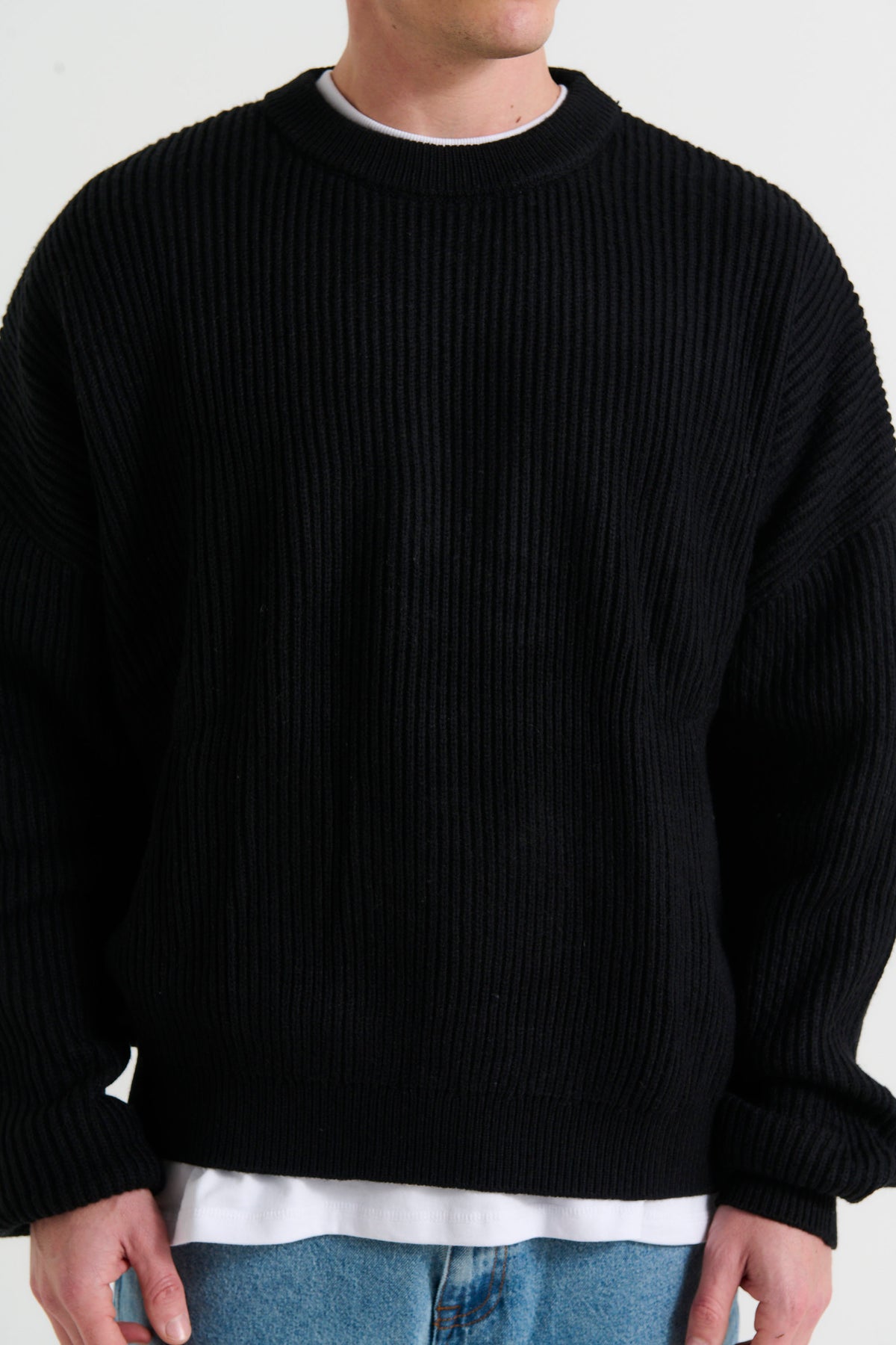 Drop Sleeve Heavy Knit Black