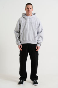 Panel Drop Sleeve Heavyweight Hoodie Grey - FINAL SALE