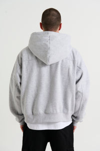 Panel Drop Sleeve Heavyweight Hoodie Grey - FINAL SALE