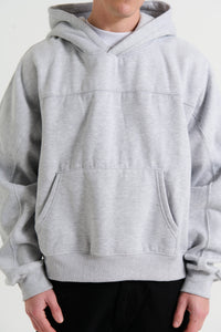 Panel Drop Sleeve Heavyweight Hoodie Grey - FINAL SALE