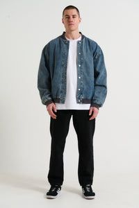 Vintage Bomber Denim Jacket Blue