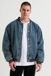 Vintage Bomber Denim Jacket Blue