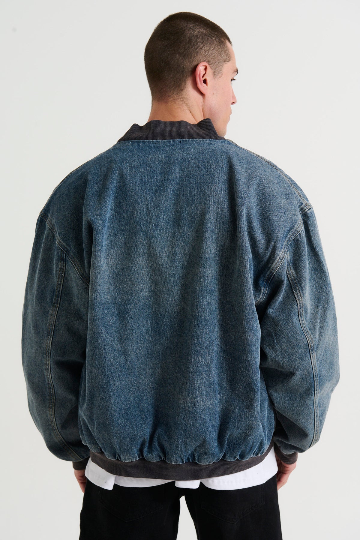 Vintage Bomber Denim Jacket Blue