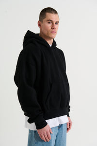 Roman Cropped Drop Hoodie Black