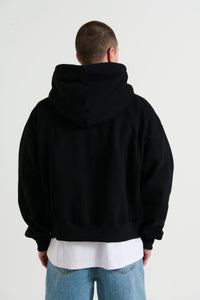 Roman Cropped Drop Hoodie Black