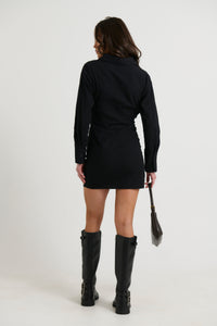 Dallas Shirt Dress Black - FINAL SALE