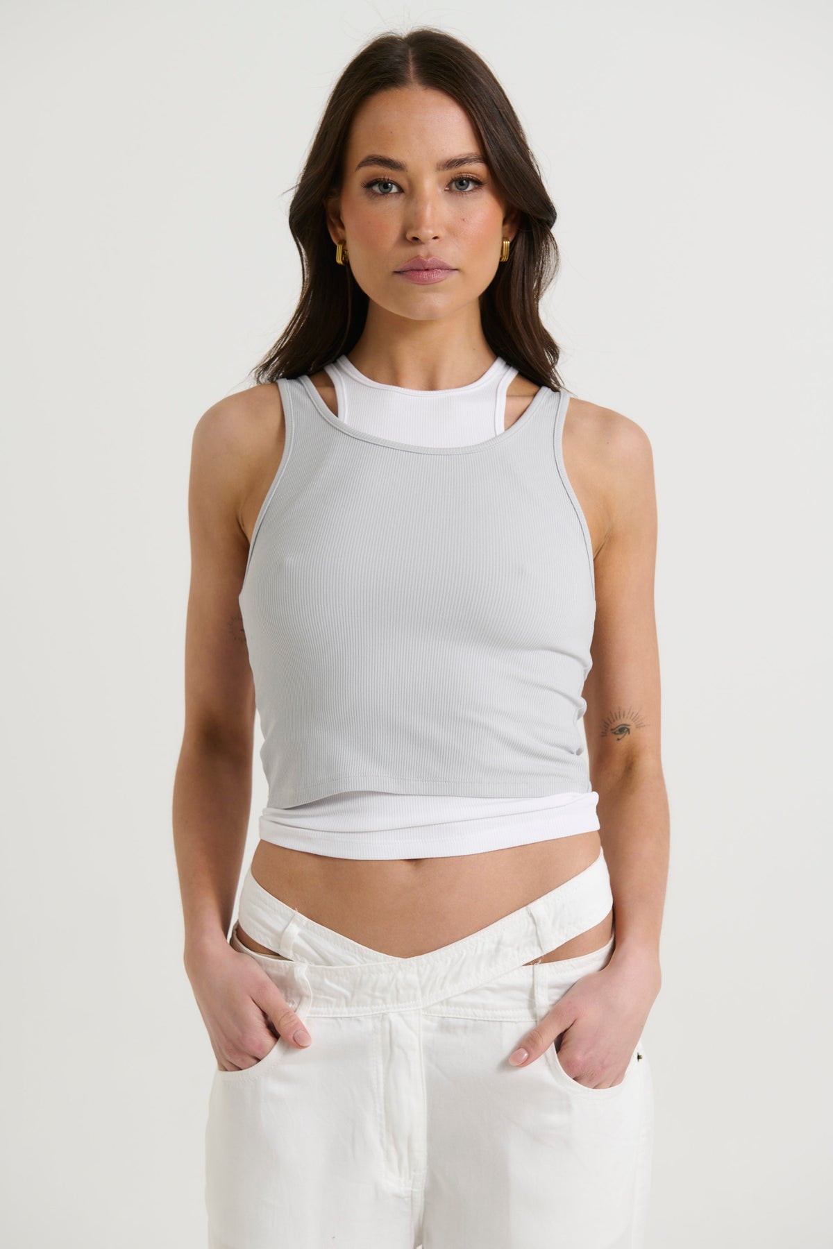 Abbey Layered Tank Grey