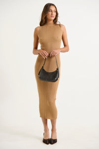 Rapsody Midi Dress Tan - FINAL SALE