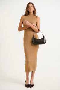 Rapsody Midi Dress Tan - FINAL SALE