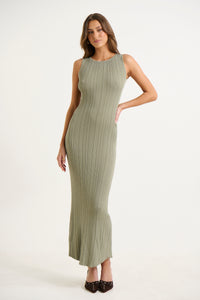 Alessia Ribbed Dress Sage