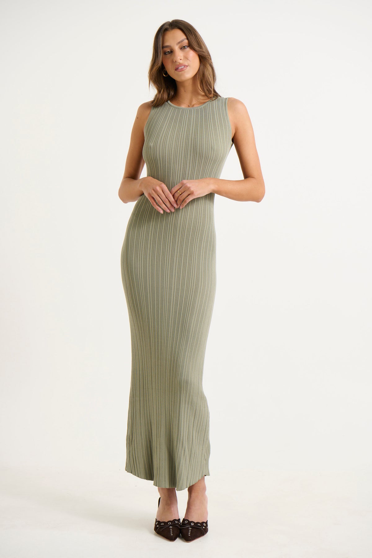 Alessia Ribbed Dress Sage