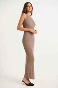 Alessia Ribbed Dress Mocha - FINAL SALE