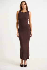 Alessia Ribbed Dress Choc