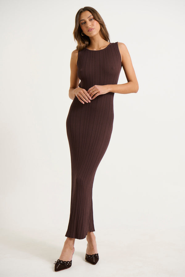 Alessia Ribbed Dress Choc